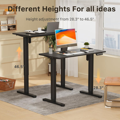 JOY worker Small Electric Standing Desk, 40" x 20" Whole Piece Height Adjustable Desk with Memory Controller, Black Sit to Stand Workstation for Home Office