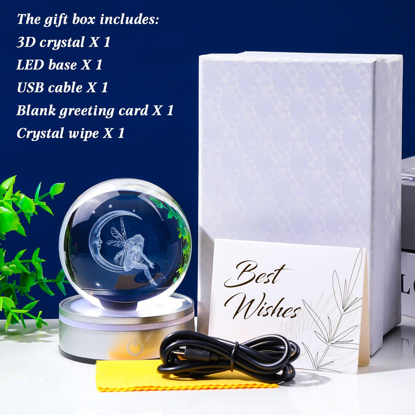 Movdyka 3D Crystal Ball Moon & Fairy Statue Decor Gifts for Women Girls