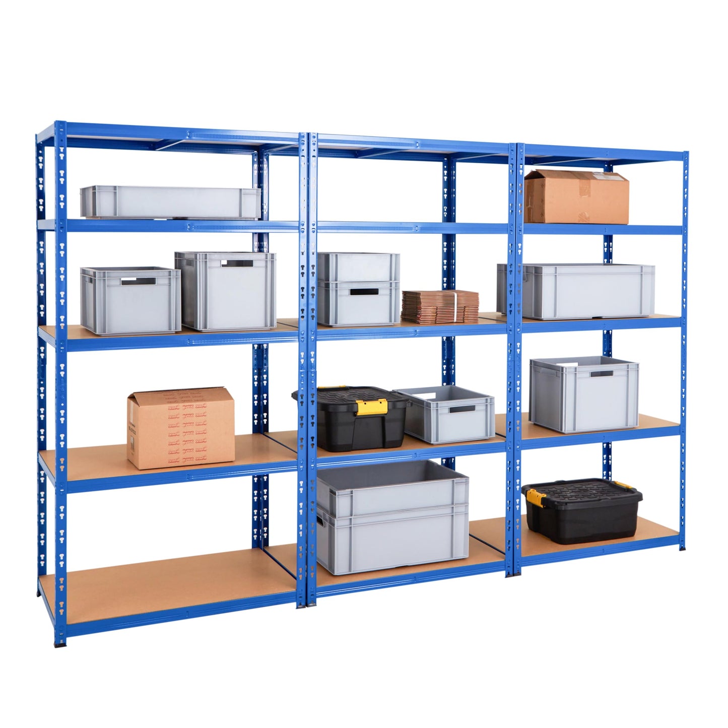 BiGDUG Heavy Duty Garage Shelving Unit 3 Bay - 179x90x60 cm - 200kg UDL Per Shelf (1000kg Per Bay) - 3x Blue Storage Shelves - 5 Tier Shed Shelving
