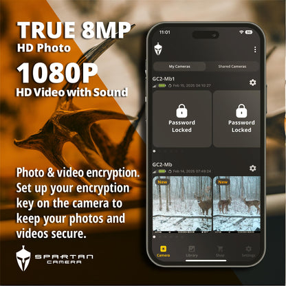 Spartan Camera GoCam2 Cellular, APP Control Trail Camera, 4G LTE, 1080P Video, FHD Photos, No Glow, Night Vision, Motion Activated, IP65 Water Resistant (Spartan Areus, Verizon)