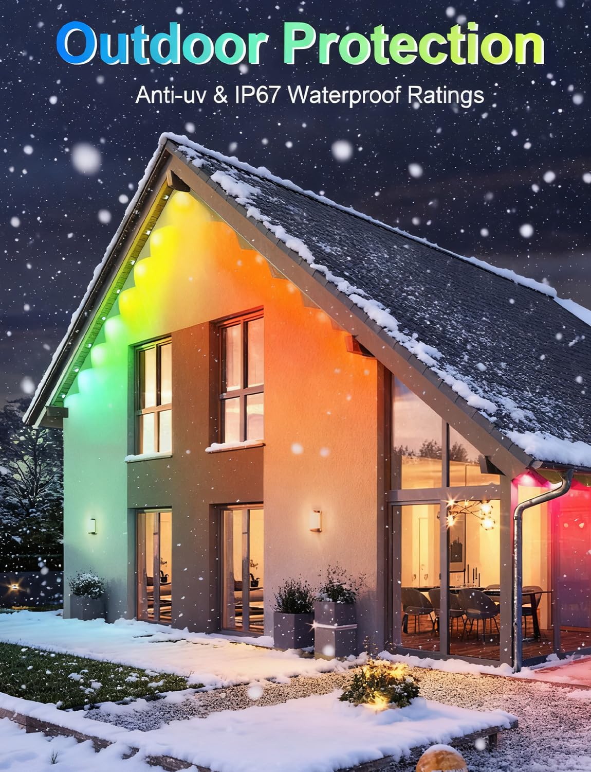 CCILAND 50Ft Permanent Outdoor Lights, 30 LED Eternity RGB&IC Smart Eaves Lights with Remote App 209 Scene Modes IP67 Waterproof for Christams, Party Decor