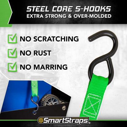 SmartStraps 6’ Cambuckle Tie Down, 2 Pack — Standard Duty Tie-Down Ratchet Straps — 1,200lb Break Strength, 400lb Safe Work Load — Ideal for Tying Down Dirt Bikes, ATVs and Mowers