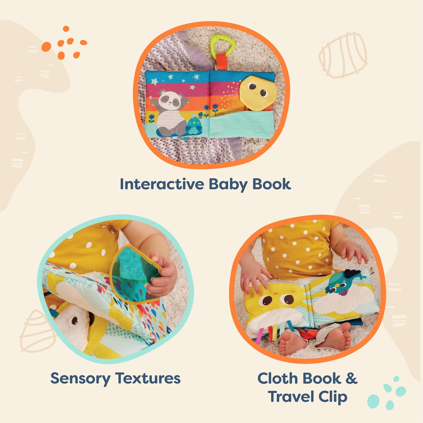 B. toys- B. baby – Interactive Soft Baby Book – Rainbow Sunshine- Baby Developmental toy- Cloth Book for Babies – Sensory Features – 6 Months +