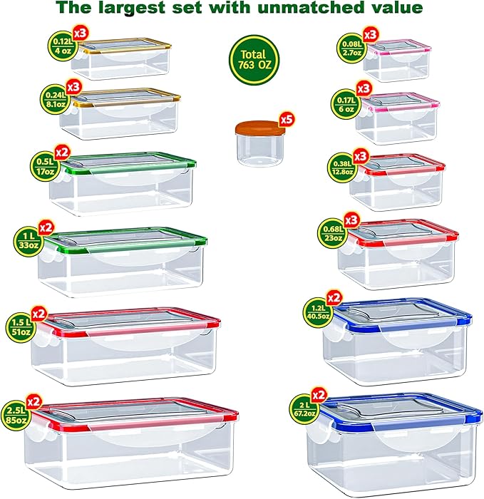 70 Pcs Large Food Storage Containers