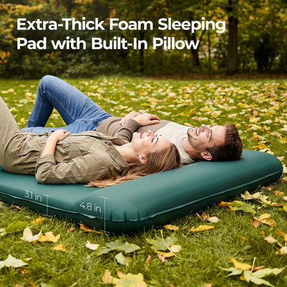 OGERY Self Inflating Sleeping Pad with Electric Pump, 3.15" Ultra-Thick Memory Foam Camping Pad, 4 Season Camping Mattress Pad with Built-in Pillow