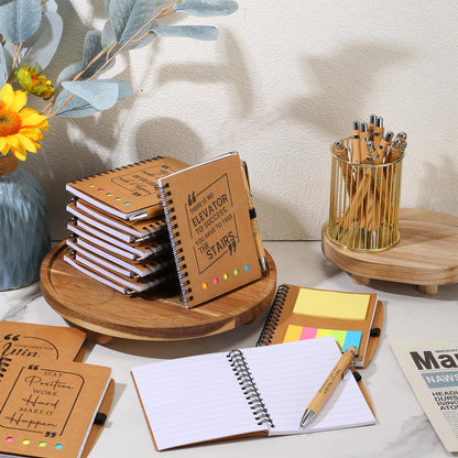 Resurhang 20 Sets Inspirational Notebook Bulk Christmas Employee Appreciation Gifts Spiral Weekly Planner Notebook with Sticky Note Bamboo Pens for Holiday Teacher Team Coworker Nurse Staff