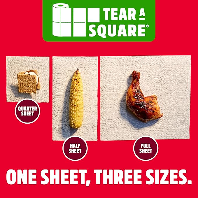 Brawny Tear-A-Square 3-Ply Paper Towels, 12 XL Family Rolls = 30 Regular Rolls