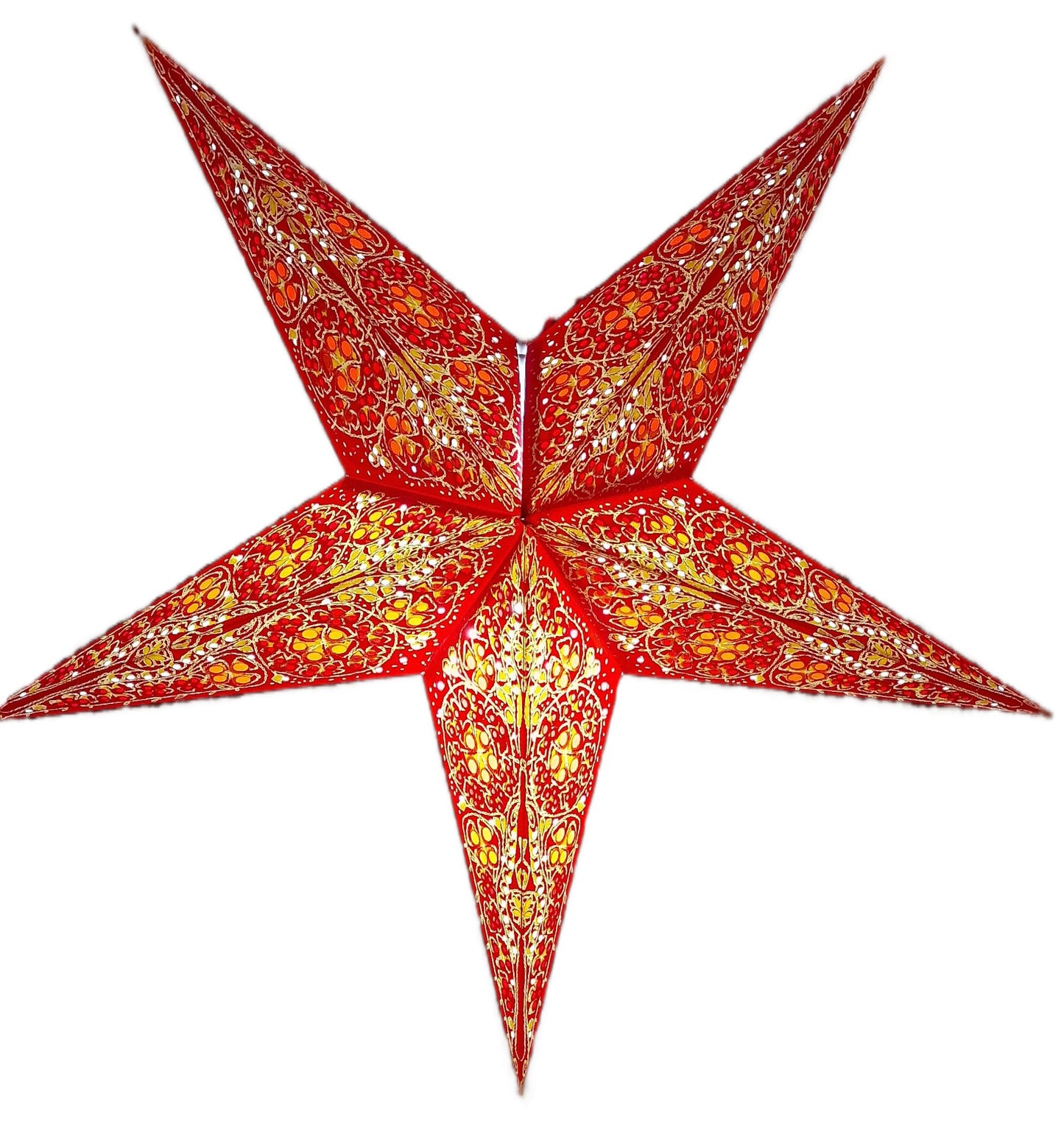 Yepsio Paper Star Lantern Lampshade, 24 inch, Hanging Decorations for Christmas, Wedding, Home, Party (Bright Red, Yellow, Orange)