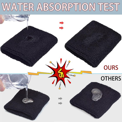2 Pair Wrist Sweatbands Sports Wristbands for Men & Women, Stretchy & Sweat Absorbing Cotton Terry Cloth Wristband for Football Basketball, Running (Grey)