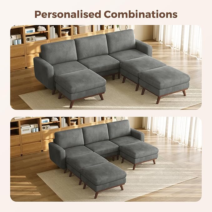 Vesgantti 97" Modular Sectional Sofa Drak Gray, Sectional Couch
