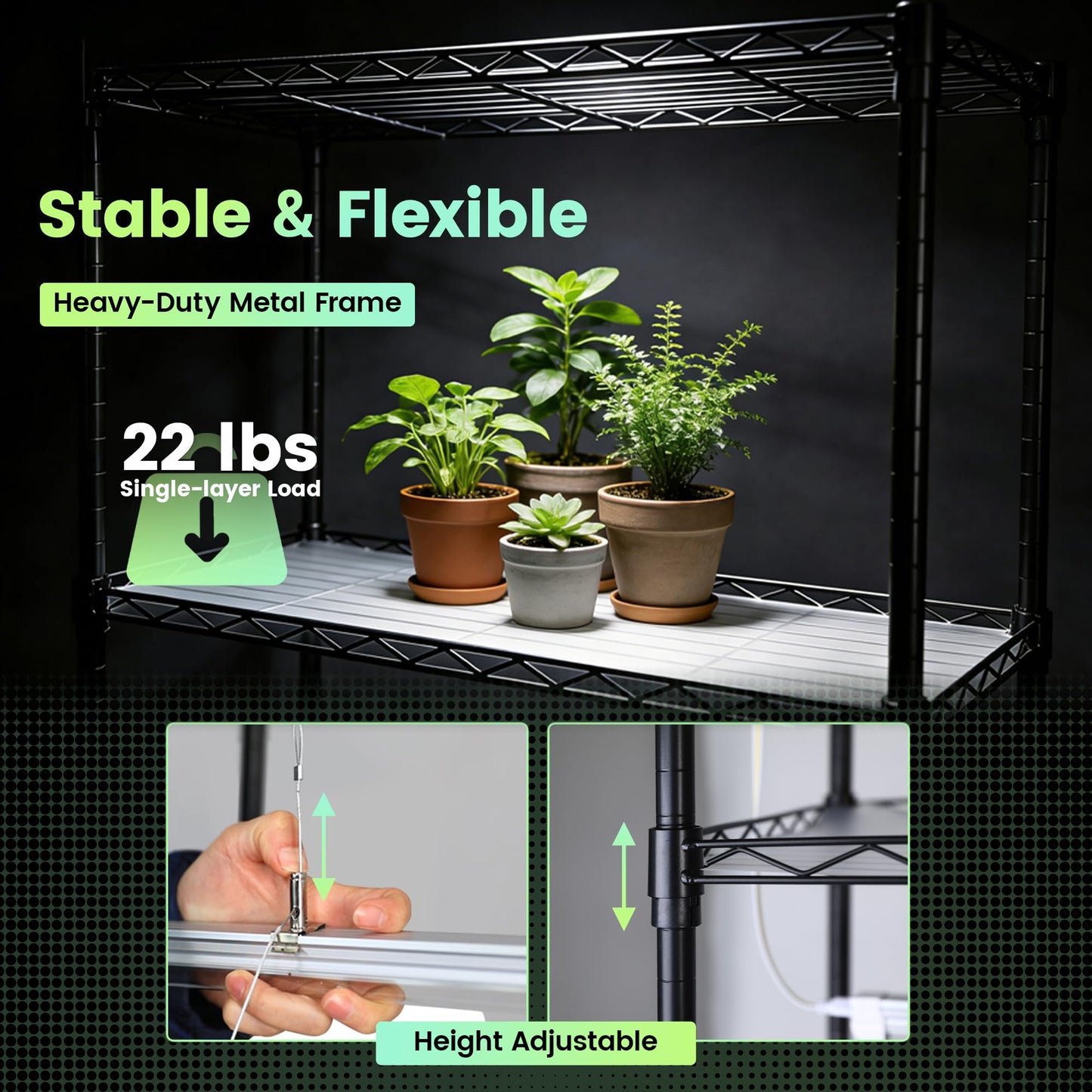 WORTH Mini Greenhouse with 18W T8 Grow Lights & Thermo-Hygrometer 27"x15"x70" Smart Indoor Grow Tent with Black Oxford Fabric Cover Plant Stand with Casters & Ventilation Flaps for Seed Starting