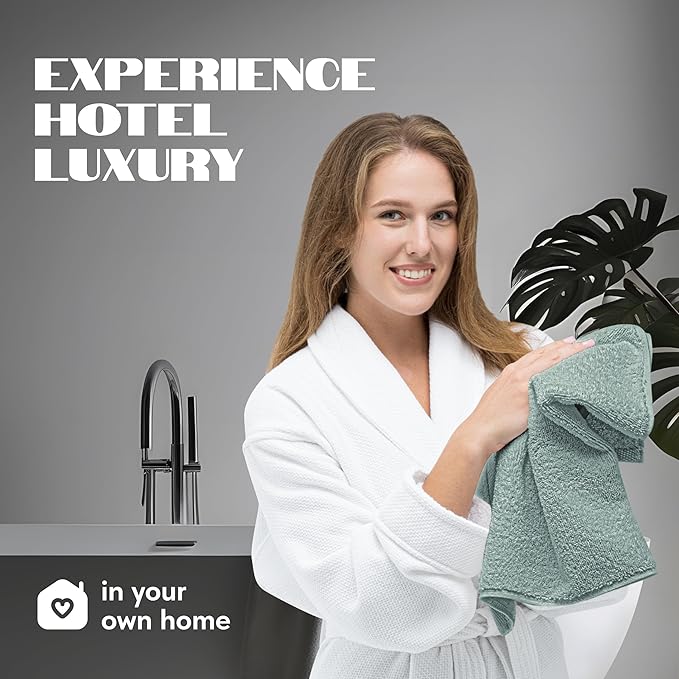 White Classic Green Hand Towels
