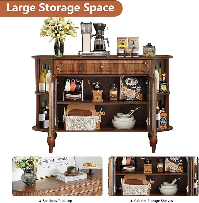 XUZENEST 47'' Fluted Sideboard Buffer Cabinet