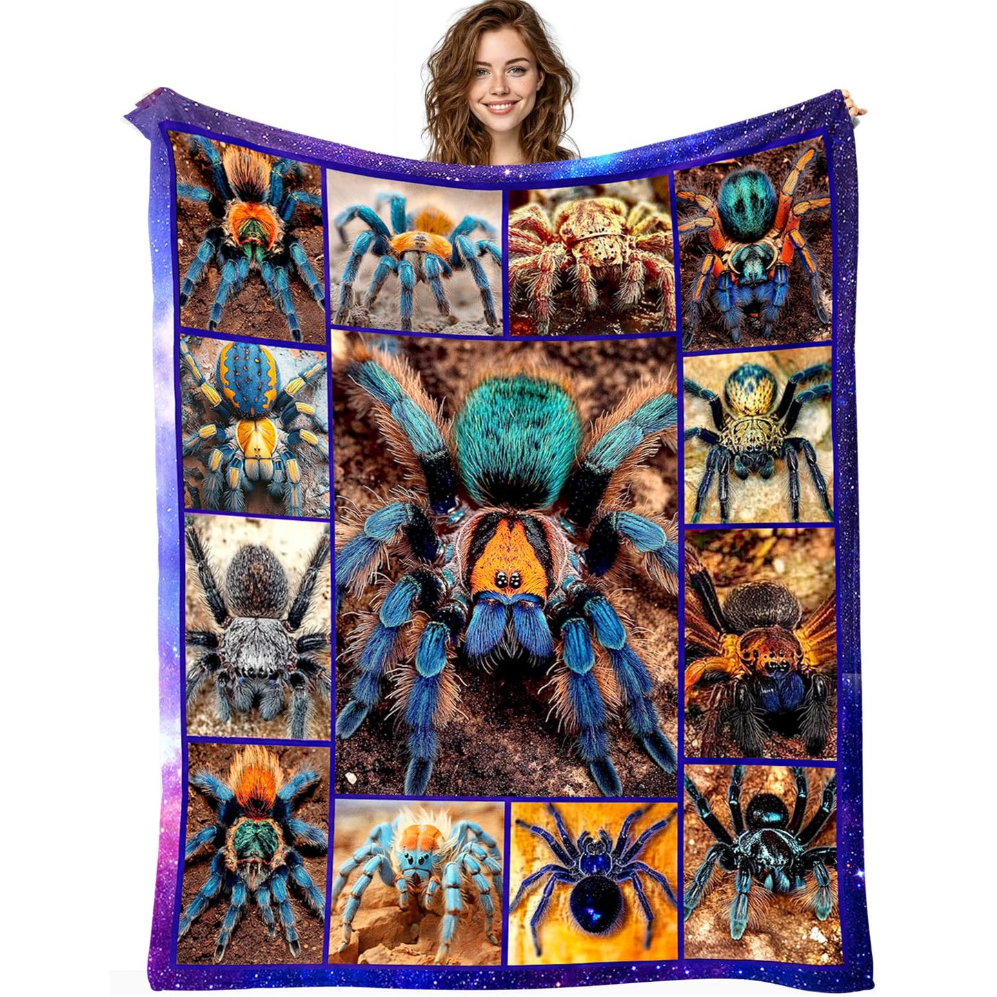 Spider Blanket Spider Decor Cozy Animal Throw Super Soft Plush Flannel Fleece Blanket Gift for Kids Adults Men Women Ultra Warm & Lightweight Flannel, 60"X50"