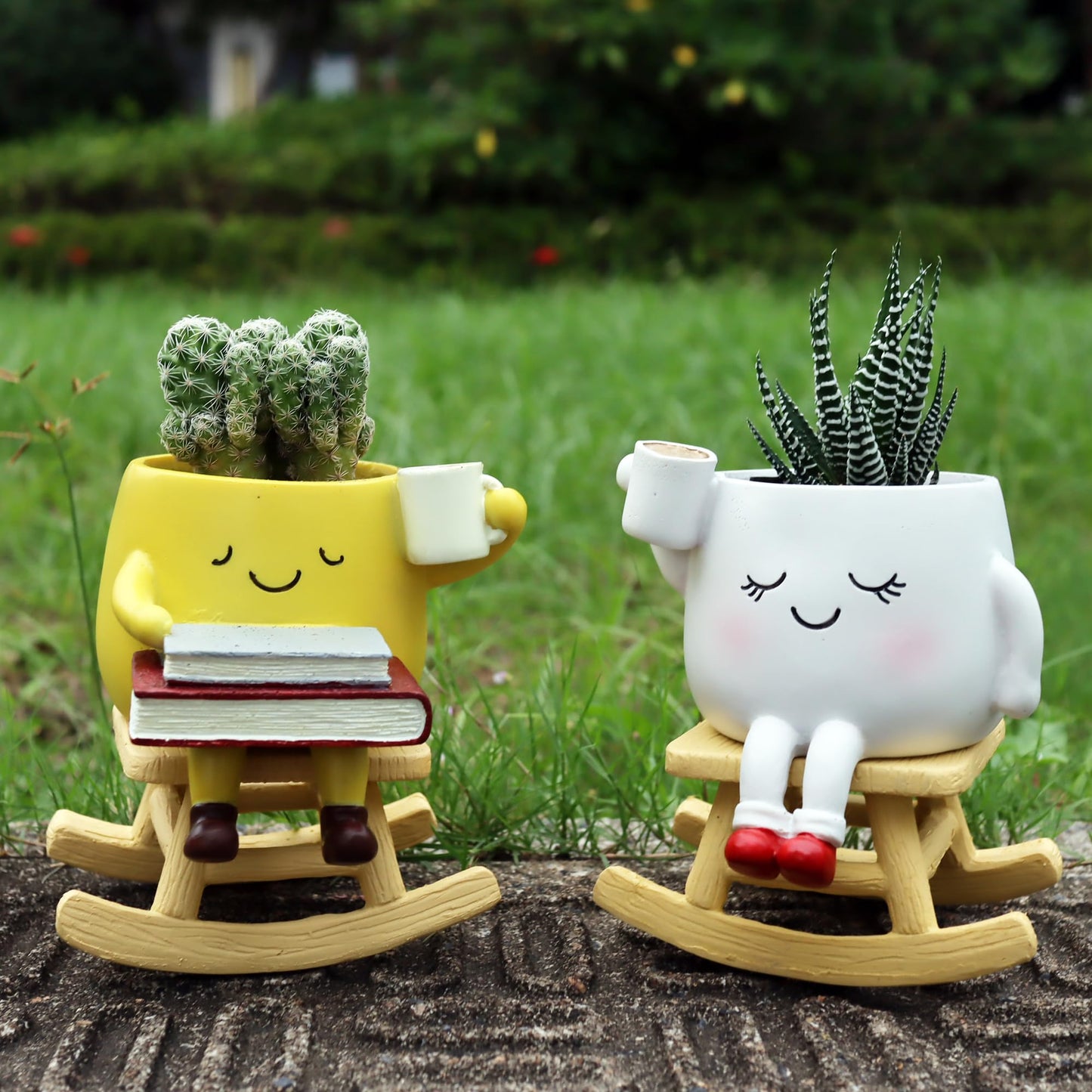 Dolkgy Cute Plant Pots Face Planters Set, Fun Head Planters Cactus Succulent Pots for Indoor Outdoor Plants, Unique Flower Vase Gift Kit for Plant Lover