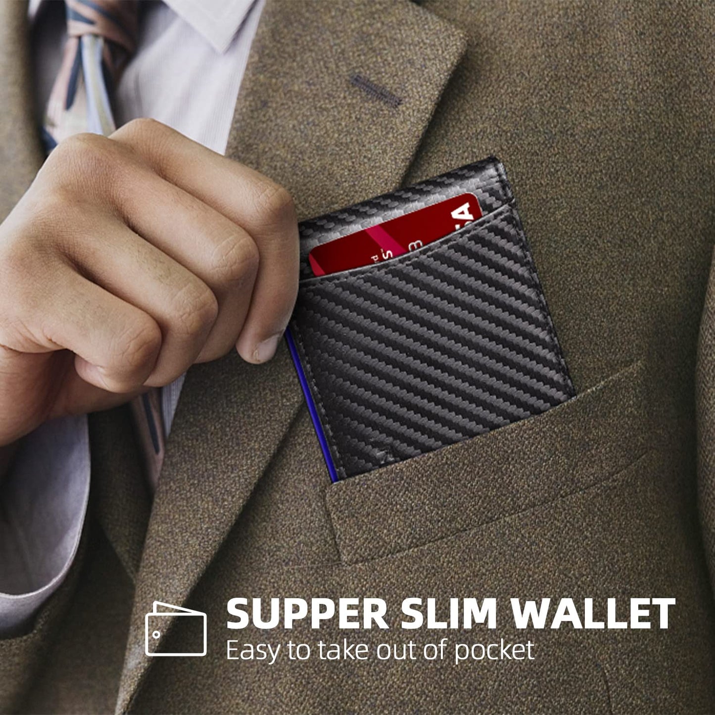 Slim Wallet for Men Genuine Leather RFID Blocking Bifold Minimalist Front Pocket Mens Wallet with Money Clip Thin Gift Box