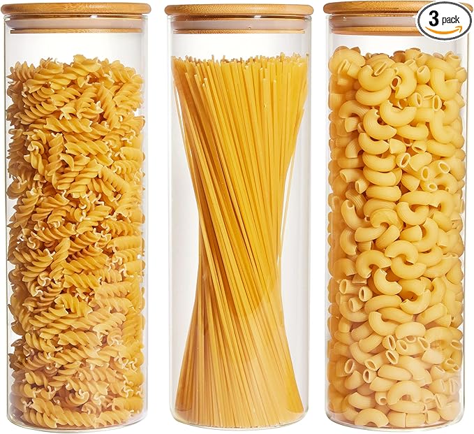 Vtopmart 70oz Glass Food Storage Jars, 3 Pack Large Kitchen Containers
