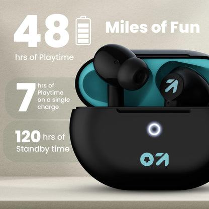 Boult K40 True Wireless in Ear Earbuds with 48H Playtime, Clear Calling 4 Mics, 45ms Low Latency Gaming, Premium Grip, 13mm Bass Drivers, IPX5, Type-C Fast Charging, BTv 5.3 Ear Buds (Electric Black)
