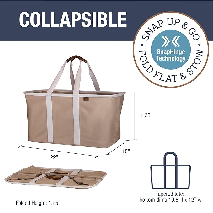 CleverMade Collapsible Laundry Tote 2-Pack – Foldable Carry-All Storage Bin