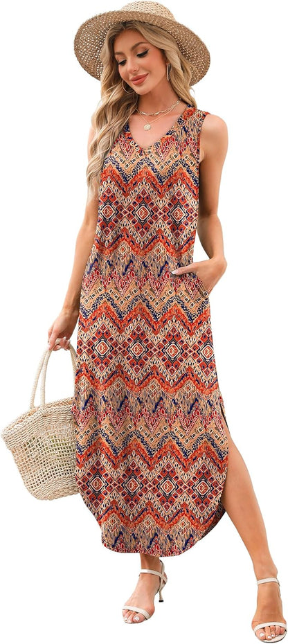 Sampeel Summer Dresses Maxi Dress Vacation Beach Sundresses 2025 with Pockets