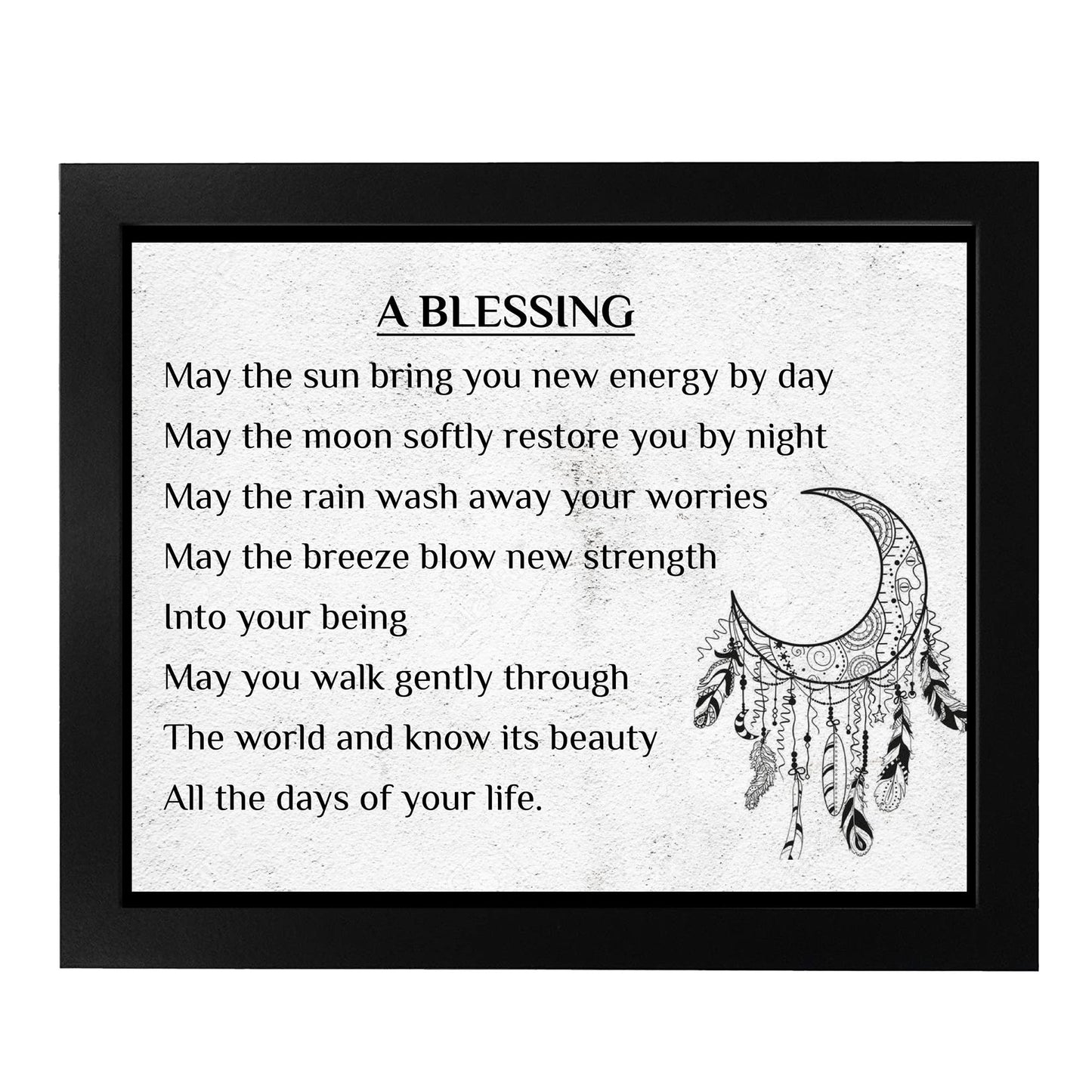 AMERICAN LUXURY GIFTS A Blessing Inspirational Wall Art 8x10 Unframed – Spiritual Quote Print with Moon Dreamcatcher Design – Boho Bedroom Decor, Meditation Room, Living Room, Thoughtful Gift Poster
