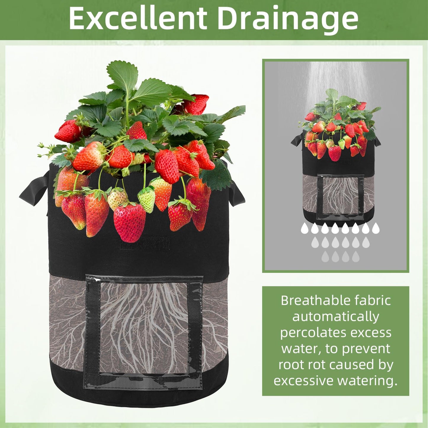 6 Pack 10 Gallon Visible Potato Grow Bags, Thickened Nonwoven Fabric Pots Potato Growing Containers with Handles & Visible Flap, Plant Grow Bags for Growing Potatoes, Tomatoes, Flowers, and Vegetables