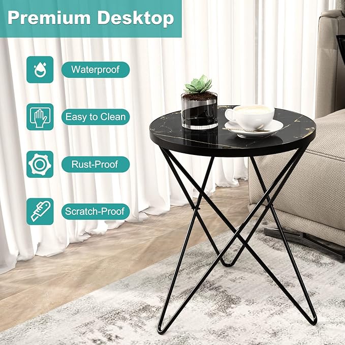 HLR Modern Round Side Table Set of 2, End Table