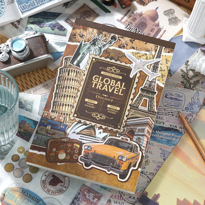 Vintage Scrapbook Stickers, Aesthetic Global Travel Sticker Book for Scrapbooking with 320+ Washi Stickers and 20 Scrapbook Papers, Journaling Supplies, Ephemera for Junk Journals DIY Arts Crafts