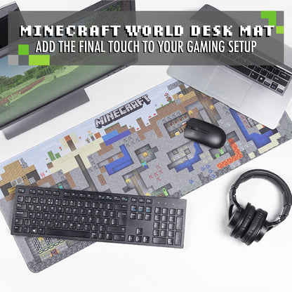 Minecraft World Desk Mat - Officially Licensed Keyboard and Mousemat for Office, Non-Slip Wipe Clean Large Mouse Pad for Gaming Set Up | Paladone