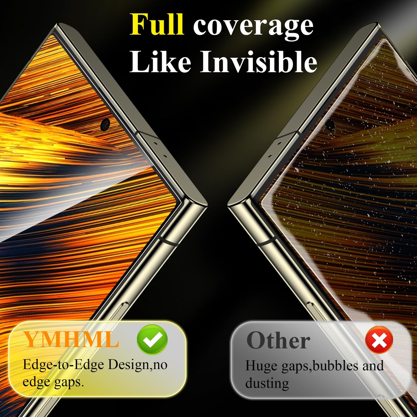 YMHML 3 Pack for Samsung Galaxy S23 Screen Protector Tempered Glass Upgrade Fingerprint Unlock Compatible for 3 Pack Camera Lens Protector, HD Clear Case Friendly Full Screen Protector for Galaxy S23