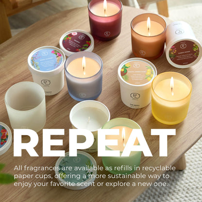 PartyLite Tamboti Woods Scented, Notes of Fragrant Amber, Smoked Patchouli, Lavender & Green Moss, 10oz 1-Wick Aromatherapy Refillable Jar Candle, 50 Hour Burn Time, Sustainable Wax in Reusable Vessel