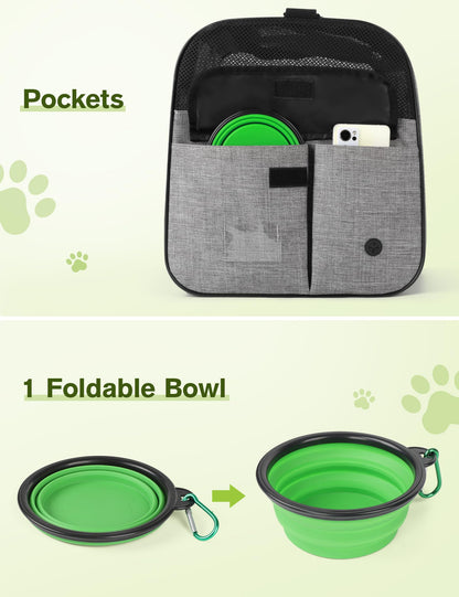 pecute Pet Carrier Bag, Cat Carrier Handbag, Portable Dog Travel Bag with Foldable Bowl, Breathable Mesh Fabric, Suitable for Both Long And Short Trips, Used for Cats and Puppies (XL,Grey)