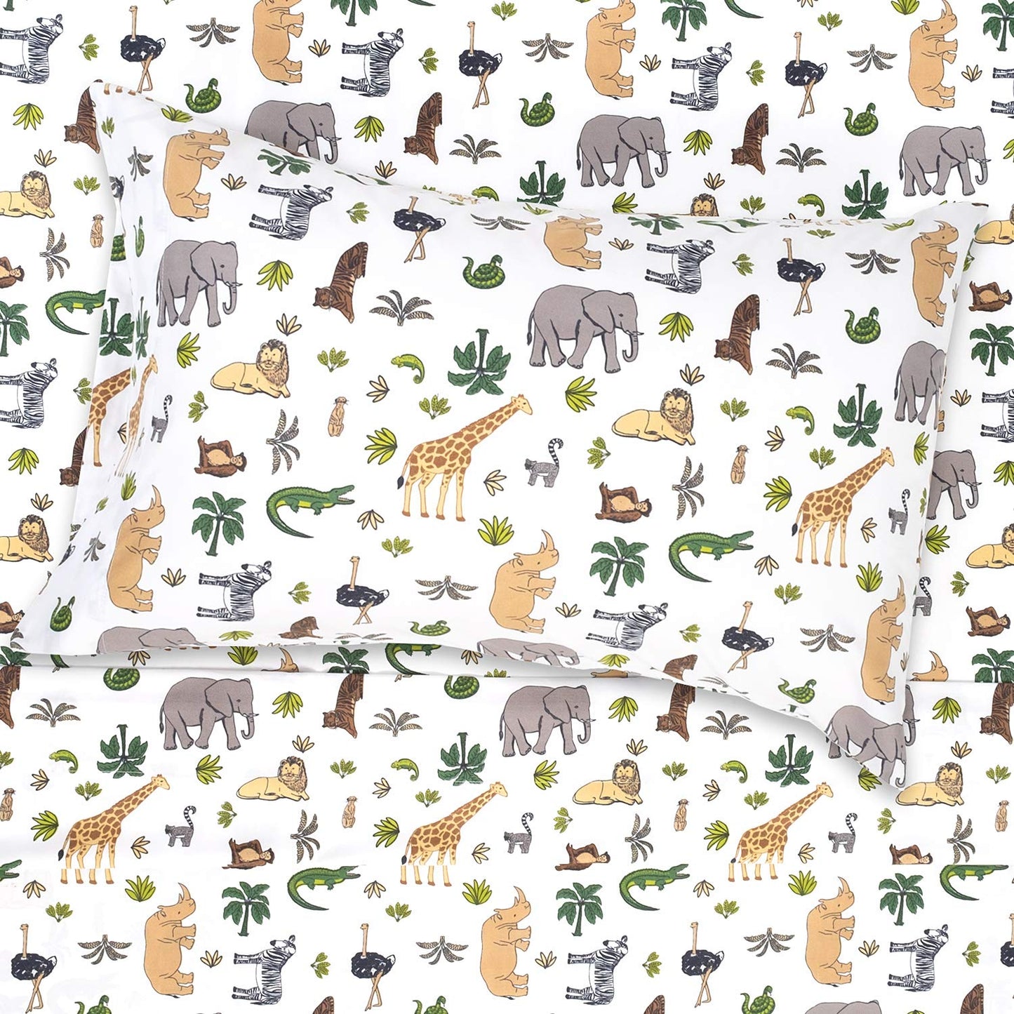 1500 Supreme Kids Bed Sheet Collection - Fun Colorful and Comfortable Boys and Girls Toddler Sheet Sets - Deep Pocket Wrinkle Free Soft and Cozy Bedding - Twin, Wild Animal