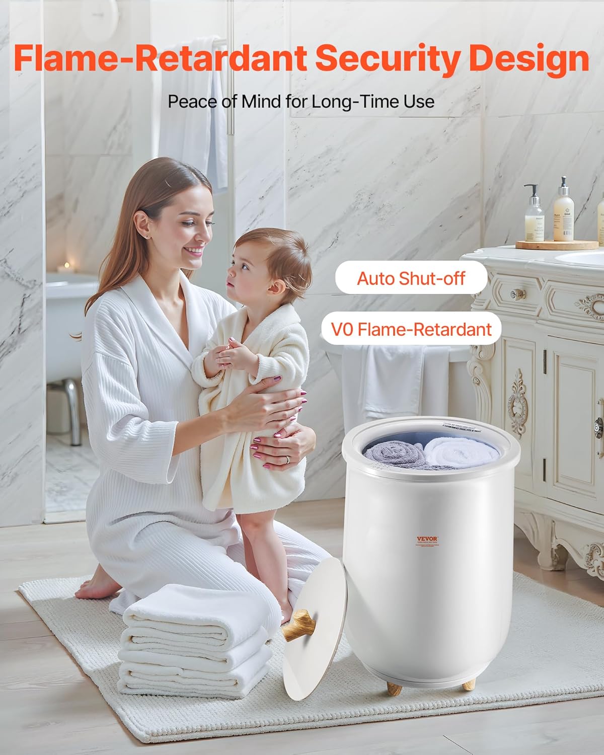 VEVOR Towel Warmers for Bathroom, Towel Warmer Bucket Auto Shut Off for Spa Fits up to 3 Oversized Towels, Blankets, Clothes, Bathrobes, PJ's and More