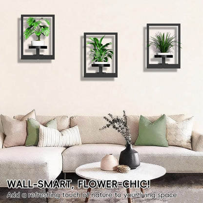 ALACOO Hanging Planters for Indoor Plants - Decorative Plant Frame & Sturdy Metal Wall Decor, Space Saving Wall Plant Holder for Living Room, Bedroom, Balcony, Office (Square-Black, 2Pcs)