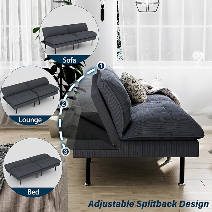 Ribilake 70" Futon Sofa Bed, 4 in 1 Multi-Function Couch Sleeper