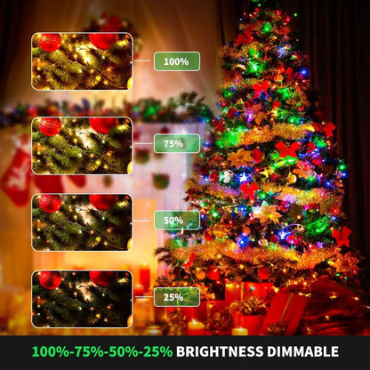 MZD8391 Color Changing Christmas String Lights Outdoor Indoor, 108FT 300 LED Warm White Multi Color Fairy Light, END to END CONNECTABLE, Waterproof Christmas Tree Lights with Timer Remote