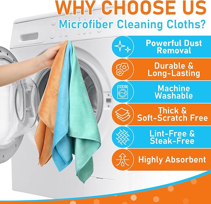 Newwiee 3 Pcs Extra Large Microfiber Cleaning Cloth 30" x 20" Washable Reusable