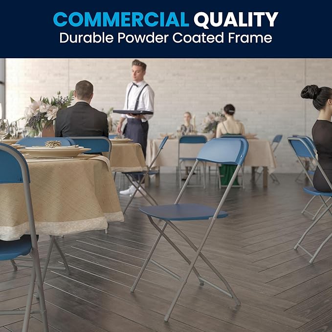 Flash Furniture Hercules Series Plastic Folding Chair - Blue - 6 Pack 650LB Weight Capacity Comfortable Event Chair-Lightweight Folding Chair