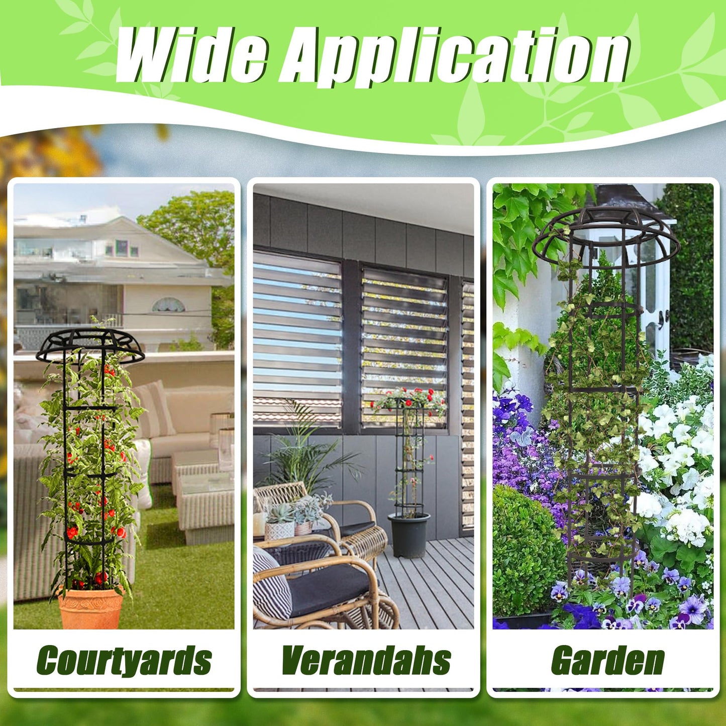 Quibbay Garden Trellis for Climbing Plants Outdoor, 65 Inch Mushroom Top Trellis for Climbing Plants, Plant Trellis Support for Potted Plants Climbing Vine Rose Clematis Vegetable Trellis, 1 Pack