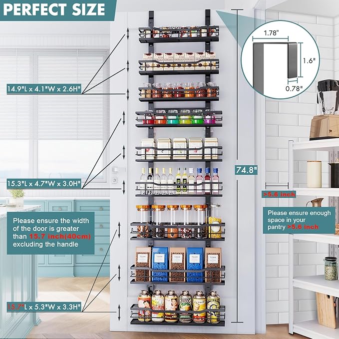 Over The Door Pantry Organizer，9-Tier Over The Door Organizer