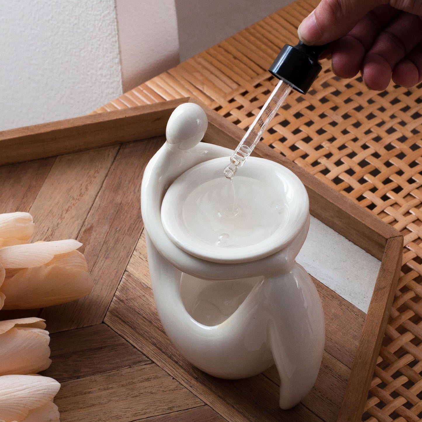Warmself Beauty Essential Oil Burner Wax Melt Burners, Aromatherapy Aroma Burner Ceramic Oil Diffuser Candle Tealight Holder Home Bedroom Decor-Wait A Moment