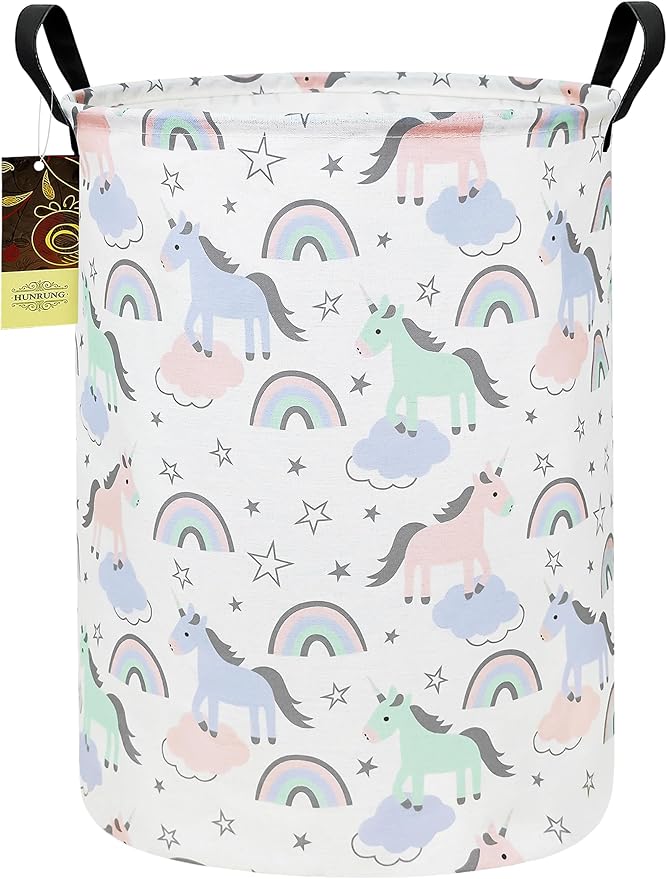 HUNRUNG Laundry Hamper, Large Canvas Fabric Lightweight Storage Basket Toy