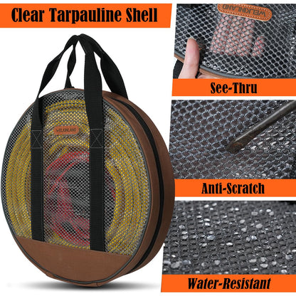 WELKINLAND 16-Inch Jumper Cable Bag, Clear Cable Bags, Durable Cable Storage Bag, Extension Cord Bag, Bags For Cables, Cords, and Hoses