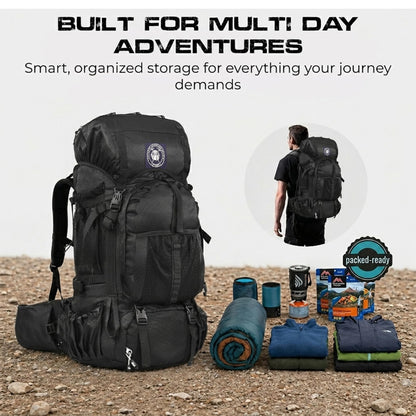 Stikage Expedition 80L Internal Frame Hiking Backpack for Men and Women – Lightweight Waterproof Trekking & Camping Backpack with Rain Cover – Adjustable Back Length, Hydration Bladder Compatible