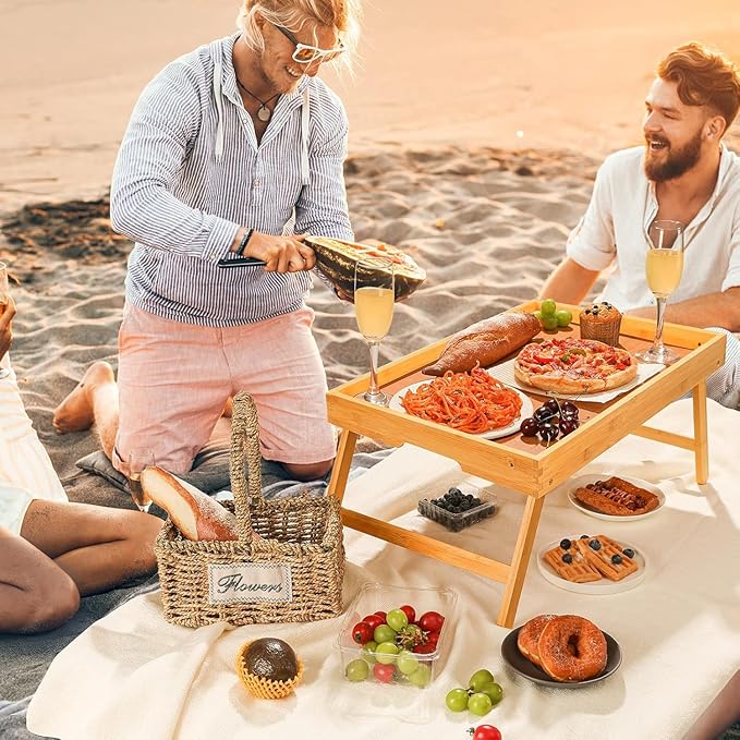 Bamboo Bed Tray Table, Large Breakfast Tray