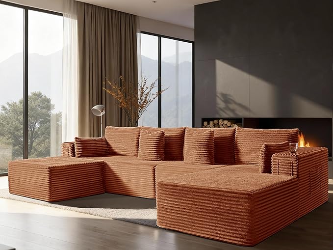 138" Cloud Sectional Couch, Comfort U Shaped Boneless Couch