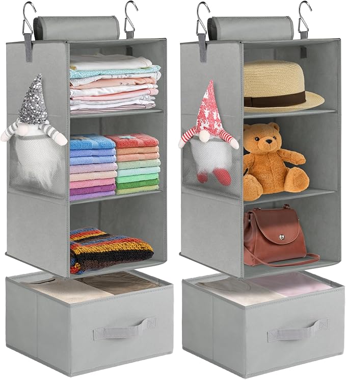 punemi 3-Shelf Hanging Closet Organizer, 2 Pack Closet Hanging Organizer