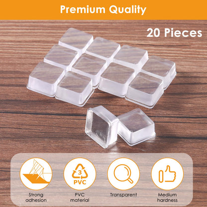 Rubber Feet for Cutting Board, 20PCS Rubber Bumpers Self Adhesive, Clear Rubber Bumper Pads, Square Adhesive Bumper Pads for Speakers, Laptop, Appliances 0.78" x 0.38"