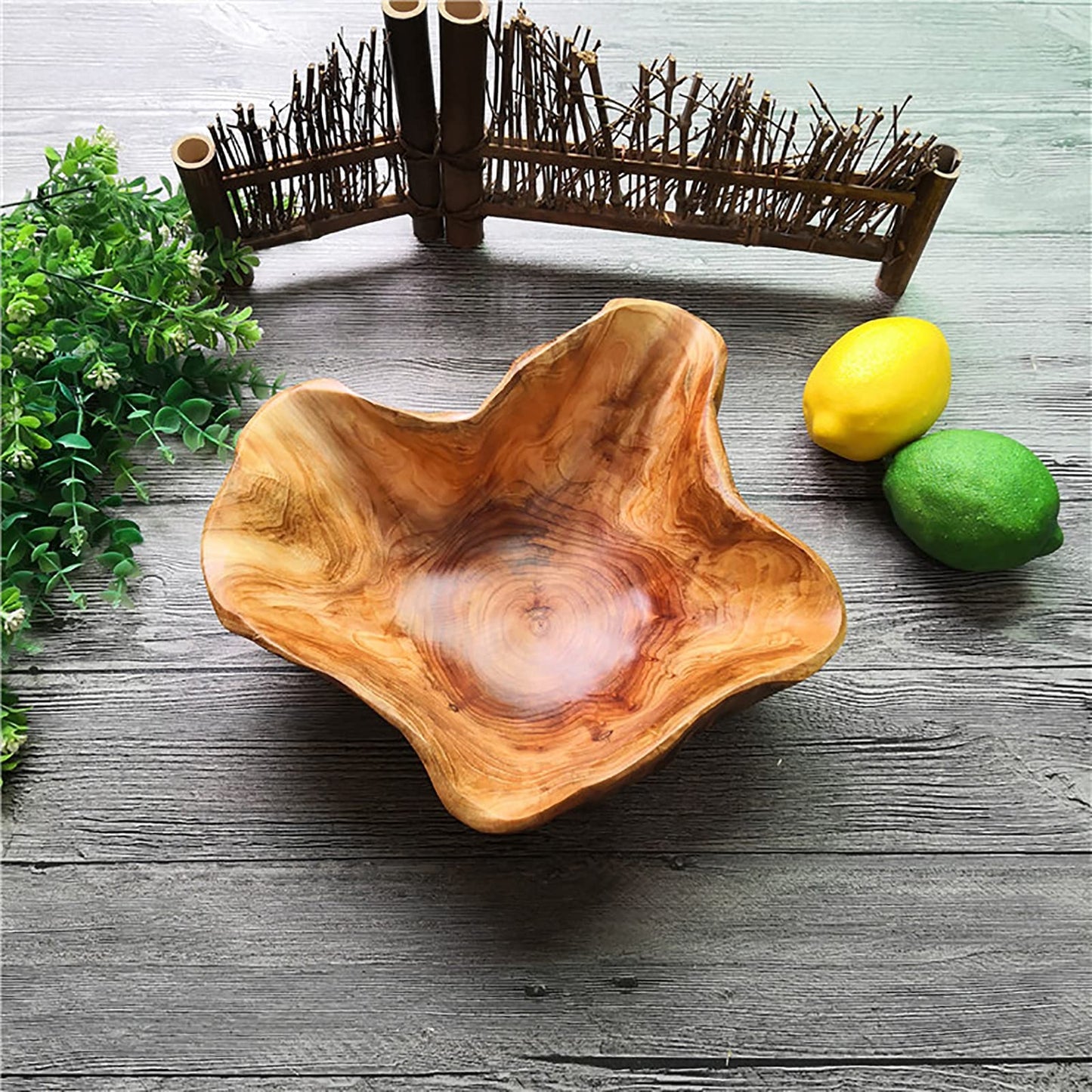 JFFLYIT Creative Wood Bowl - Root Carved, Handmade, Natural Real Wood Candy Serving Bowl (9"-10")